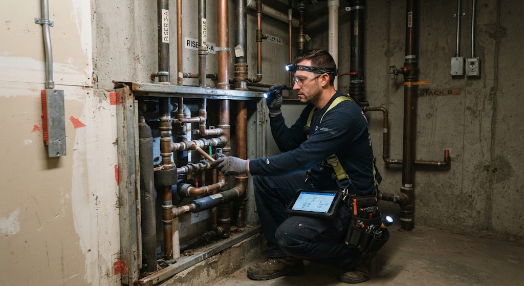 Map indicating non-invasive leak detection Bloomfield service areas